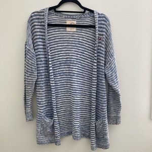 Blue and White Striped Hollister Cardigan